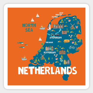 Netherlands Illustrated Map Magnet